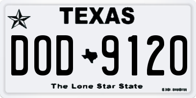 TX license plate DOD9120