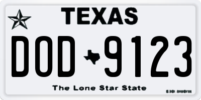 TX license plate DOD9123