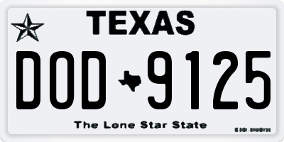 TX license plate DOD9125