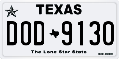 TX license plate DOD9130