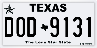 TX license plate DOD9131