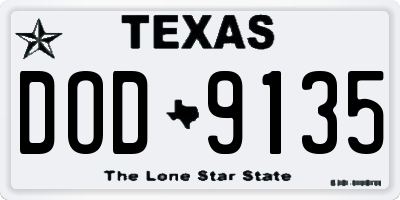 TX license plate DOD9135