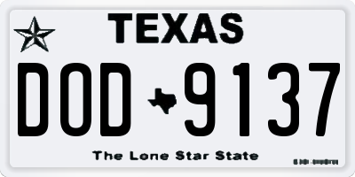 TX license plate DOD9137