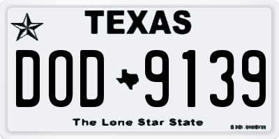 TX license plate DOD9139