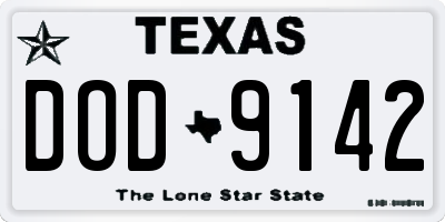TX license plate DOD9142