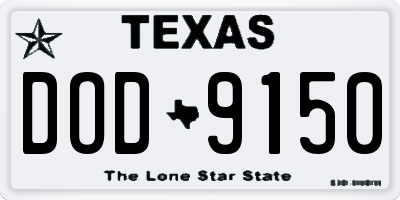 TX license plate DOD9150