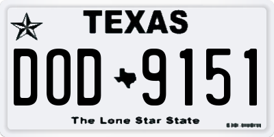 TX license plate DOD9151
