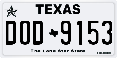 TX license plate DOD9153