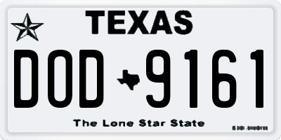TX license plate DOD9161