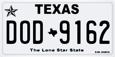 TX license plate DOD9162