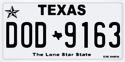 TX license plate DOD9163
