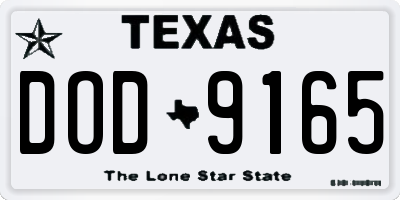 TX license plate DOD9165