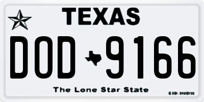 TX license plate DOD9166