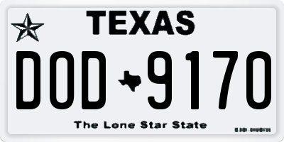 TX license plate DOD9170