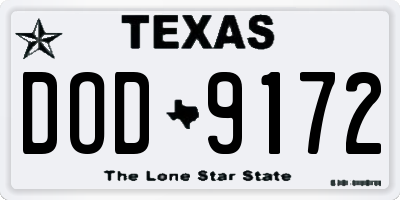 TX license plate DOD9172