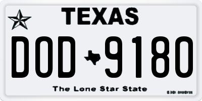 TX license plate DOD9180