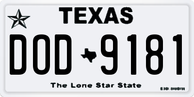 TX license plate DOD9181