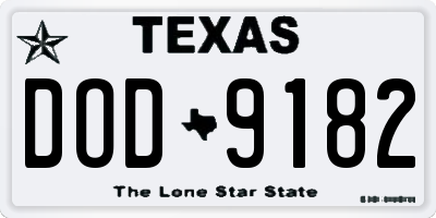 TX license plate DOD9182