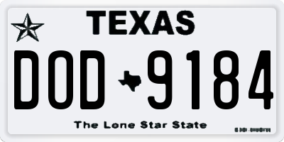 TX license plate DOD9184