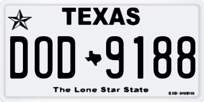 TX license plate DOD9188