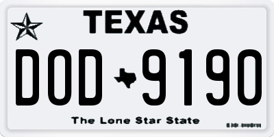 TX license plate DOD9190