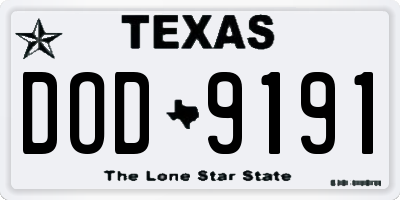 TX license plate DOD9191
