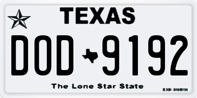 TX license plate DOD9192