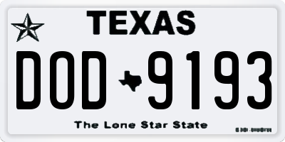 TX license plate DOD9193