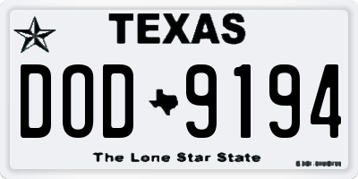 TX license plate DOD9194