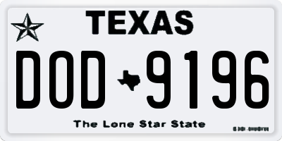 TX license plate DOD9196