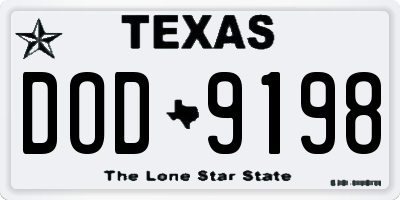 TX license plate DOD9198