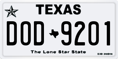 TX license plate DOD9201
