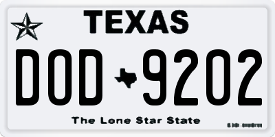 TX license plate DOD9202