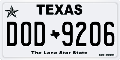 TX license plate DOD9206