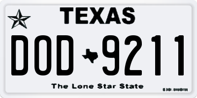 TX license plate DOD9211