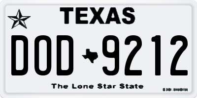TX license plate DOD9212