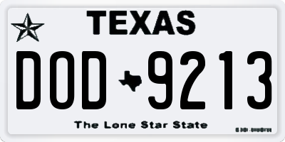 TX license plate DOD9213
