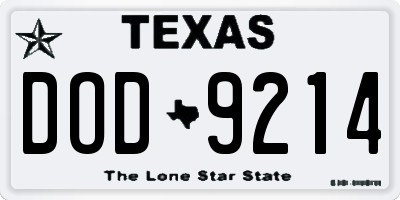 TX license plate DOD9214