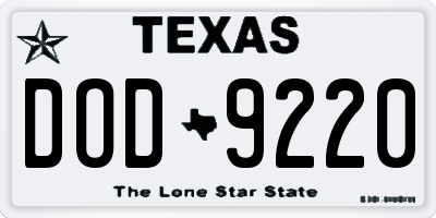 TX license plate DOD9220