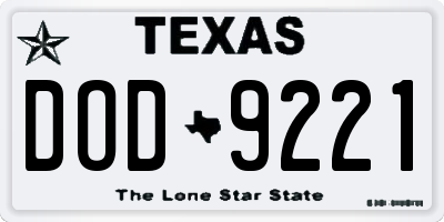 TX license plate DOD9221