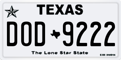 TX license plate DOD9222