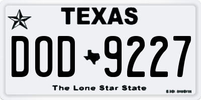 TX license plate DOD9227