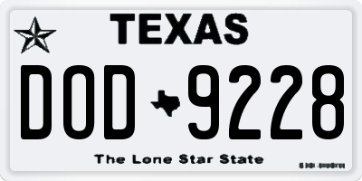 TX license plate DOD9228