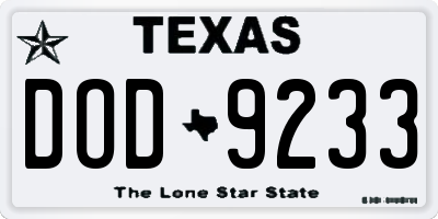 TX license plate DOD9233