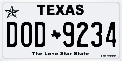 TX license plate DOD9234