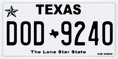 TX license plate DOD9240