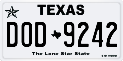 TX license plate DOD9242