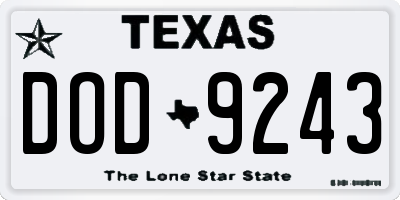 TX license plate DOD9243