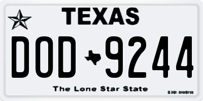 TX license plate DOD9244