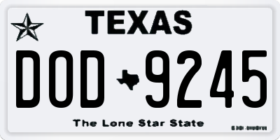 TX license plate DOD9245